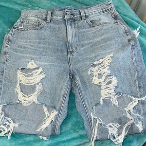 Women’s Distressed Blue Jeans by American Eagle